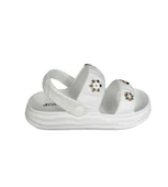 AKINALBELLA Kadın Beyaz Gümüş Taşlı Çift Bantlı Sandalet - 11