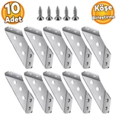 Mobilya Eşya Dolap Köşe Birleştirme Köşebent Duvara Sabitleyici Bağlantı Aparatı Gönye Metal 10 Adet - 1