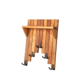 Ahşap Duvar Ve Kapı Askısı Elbise Askılık Raflı Piyano Model 5 Askılı 50x36x9 cm - 4