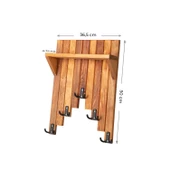 Ahşap Duvar Ve Kapı Askısı Elbise Askılık Raflı Piyano Model 5 Askılı 50x36x9 cm - 5