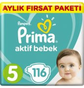 Prima Bebek Bezi Aktif Bebek 5 Beden Aylık Fırsat Paketi 116 Adet - 1