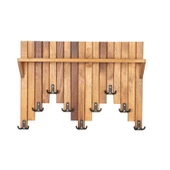 Ahşap Duvar Ve Kapı Askısı Elbise Askılık Raflı Piyano Model 9 Askılı 50x69x9 cm - 3