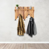 Ahşap Duvar Ve Kapı Askısı Elbise Askılık Raflı Piyano Model 9 Askılı 50x69x9 cm - 6