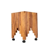 Dekoratif Ahşap Saksılık Çiçeklik Ahşap Saksı Altlığı 38x38x50 cm Tekerlekli Saksı Sehpası - 4
