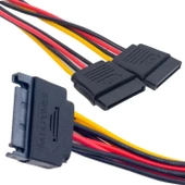 HADRON HDX5519 2Lİ SATA POWER 15 PİN ERKEK TO 2 X SATA POWER 15 PİN DİSİ POWER ÇOKLAYICI KABLO - 2