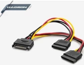 HADRON HDX5519 2Lİ SATA POWER 15 PİN ERKEK TO 2 X SATA POWER 15 PİN DİSİ POWER ÇOKLAYICI KABLO - 1