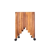 Dekoratif Ahşap Saksılık Çiçeklik Ahşap Saksı Altlığı 38x38x50 cm Tekerlekli Saksı Sehpası - 3