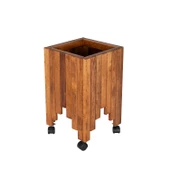 Dekoratif Ahşap Saksılık Çiçeklik Ahşap Saksı Altlığı 30x30x45 cm Tekerlekli Saksı Sehpası - 6