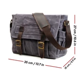 Retro Kanvas Postacı Çanta Mumlu Su Geçirmez (Koyu Gri) - 4