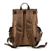 Sert Kanvas Retro Gündelik Okul İş Ofis Sırt Çantası Mumlu Su Geçirmez (Kahve) - 2