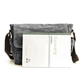 Retro Kanvas Postacı Çanta Mumlu Su Geçirmez (Koyu Gri) - 6