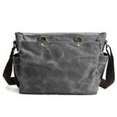 Retro Kanvas Postacı Çanta Mumlu Su Geçirmez (Koyu Gri) - 2