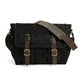 Retro Kanvas Postacı Çanta Mumlu Su Geçirmez (Siyah) - 1