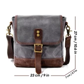 Retro Kanvas Gündelik Küçük Postacı Çanta Mumlu Su Geçirmez (Koyu Gri) - 4