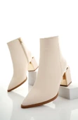 Muggo KYLİE Garantili Sivri Burun Kalın Topuklu Fermuarlı Kadın Bot thumbnail 9