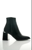Muggo KYLİE Garantili Sivri Burun Kalın Topuklu Fermuarlı Kadın Bot thumbnail 2