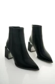 Muggo KYLİE Garantili Sivri Burun Kalın Topuklu Fermuarlı Kadın Bot thumbnail 3