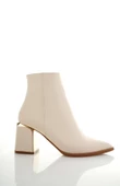 Muggo KYLİE Garantili Sivri Burun Kalın Topuklu Fermuarlı Kadın Bot thumbnail 10