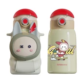 Vagonlife CS 8098 Sevimli Ses Çıkaran Kılıflı Pipetli Askılı Çelik Termos Çocuk Matarası thumbnail 1