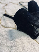 Simli Lez Büstiyer Sütyen Külot Takım - Siyah - 6