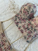 Çiçek Desenli Ekru Bustiyer Takım - 4