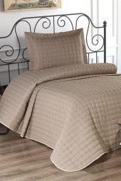 Yıldız Tek Kişilik Kapitoneli Yatak Örtüsü Cappucino thumbnail 4