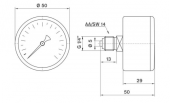 Pakkens 0-2.5 Bar 50 mm Arkadan Bağlantılı Kuru Manometre G 1/8 inç - 2