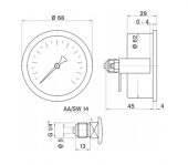 Pakkens 0-10 Bar 63 mm Arkadan Bağlantılı Panotipi Kuru Manometre G 1/4 inç - 2