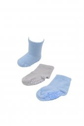 KATAMİNO K44059 BEBE MAVİ-GRİ 2 Lİ 2 ÇİFTİ ALTI KAYDIRMAZ ERKEK BEBEK SOKET-103 - 1