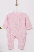 Kelebek Nakışlı % 100 Pamuk Ayaklı Kız Bebek Tulumu thumbnail 1