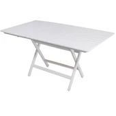 Kaş Katlanır Ahşap Bahçe Balkon Mutfak Masası 80x160 Beyaz - 1