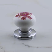 Polimer Düğme Kulp Pembe Desenli Krom Tablalı Dolap Mobilya Mutfak Dolabı Çekmece Dolap Kulpu Kulbu - 8
