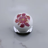 Polimer Düğme Kulp Pembe Desenli Krom Tablalı Dolap Mobilya Mutfak Dolabı Çekmece Dolap Kulpu Kulbu - 7