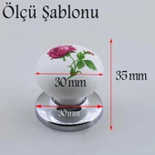 Polimer Düğme Kulp Gül Desenli Krom Tablalı Dolap Mobilya Mutfak Dolabı Çekmece Dolap Kulpu Kulbu thumbnail 2