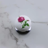 Polimer Düğme Kulp Gül Desenli Krom Tablalı Dolap Mobilya Mutfak Dolabı Çekmece Dolap Kulpu Kulbu thumbnail 7