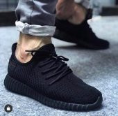 BA0010 Bağcık Modelli Rahat Taban Siyah Keten Erkek Spor Ayakkabı - 1