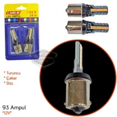 Carub Düz-Çakarlı Park Stop Sinyal Ampulü Tek Duy 12 Led Fren Lambası 12V 93 Turuncu thumbnail 3