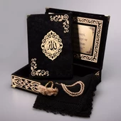 Şal + Tesbih + Kuran Hediye Seti (Orta Boy, ŞemsLafzatullah, Gold Pleksi, Raşel Kutu, Siyah) - 2