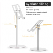 MÜHLEN GL083 - Gümüş Katlanabilir, Taşınabilir ve Evrensel Telefon/Tablet Standı - 3
