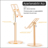 MÜHLEN GL083 - Gold Katlanabilir, Taşınabilir ve Evrensel Telefon/Tablet Standı - 3