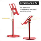 MÜHLEN GL083 - Kırmızı Katlanabilir, Taşınabilir ve Evrensel Telefon/Tablet Standı - 4