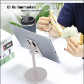 MÜHLEN GL083 - Gümüş Katlanabilir, Taşınabilir ve Evrensel Telefon/Tablet Standı - 9