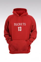 Houston Rockets James Harden 63 Kırmızı Kapşonlu Sweatshirt - Hoodie - 1