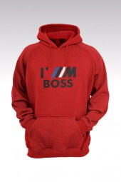 Iam BOSS 74 Kırmızı Kapşonlu Sweatshirt - Hoodie - 1
