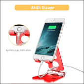 MÜHLEN GL059 - Kırmızı Katlanabilir, Taşınabilir ve Evrensel Telefon/Tablet Standı - 4