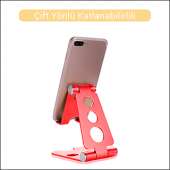 MÜHLEN GL059 - Kırmızı Katlanabilir, Taşınabilir ve Evrensel Telefon/Tablet Standı - 7