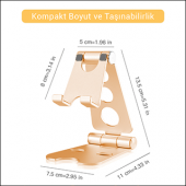 MÜHLEN GL059 - Gold Katlanabilir, Taşınabilir ve Evrensel Telefon/Tablet Standı - 5