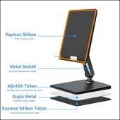 MÜHLEN GL0133 Evrensel, Ayarlanabilir, Katlanabilir Telefon/Tablet Standı - 5