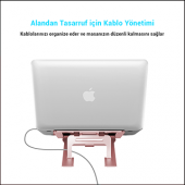 MÜHLEN GL092 - Pembe Ergonomik, Katlanabilir ve Yüksekliği Ayarlanabilir Dizüstü Bilgisayar Standı - 2