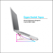 MÜHLEN GL092 - Pembe Ergonomik, Katlanabilir ve Yüksekliği Ayarlanabilir Dizüstü Bilgisayar Standı - 5